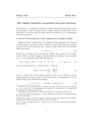 The Complex Logarithm, Exponential and Power Functions