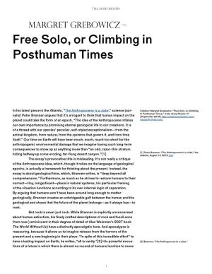 Free Solo, Or Climbing in Posthuman Times