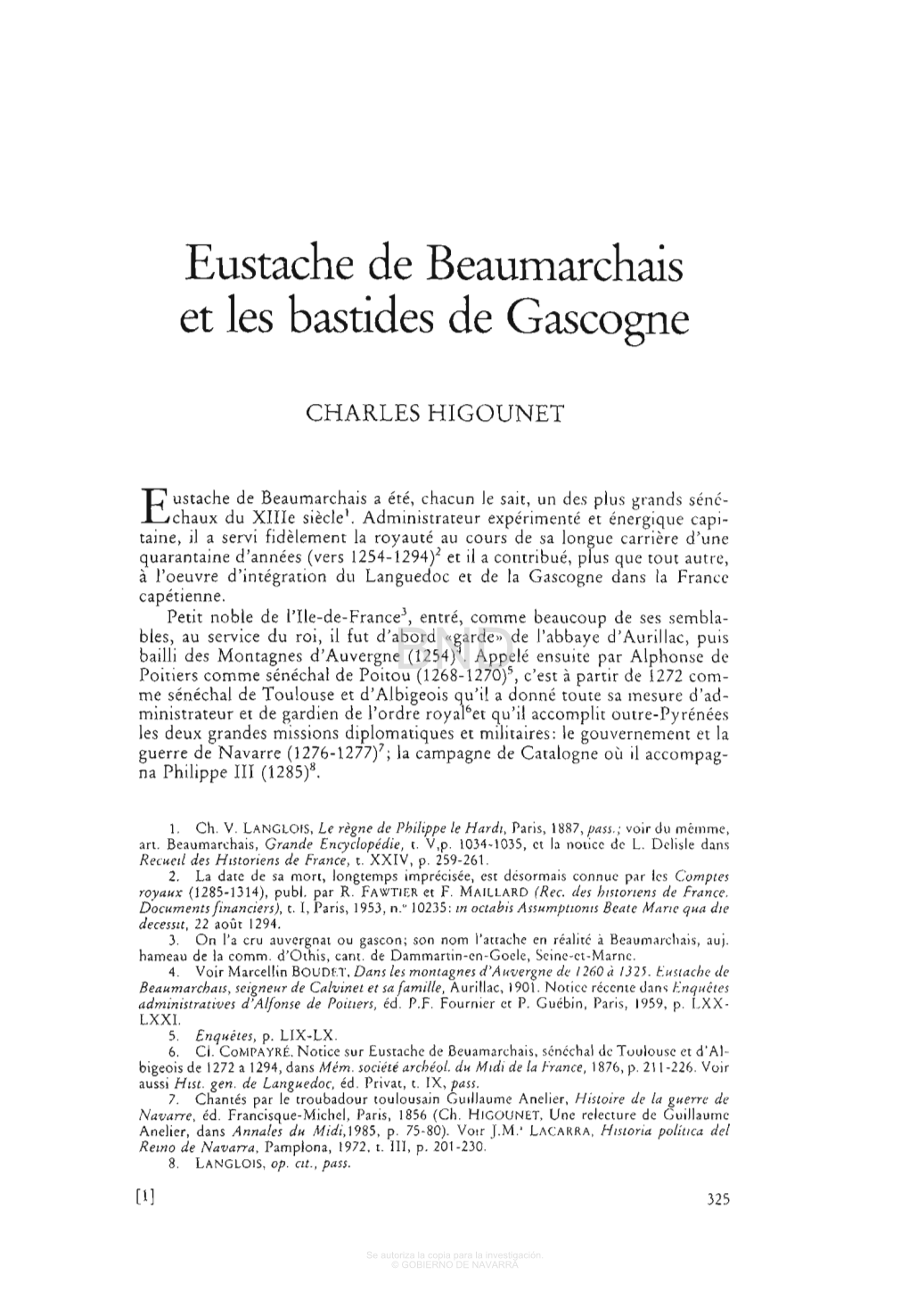 Eustache De Beaumarchais Et Les Bastides De Gascogne