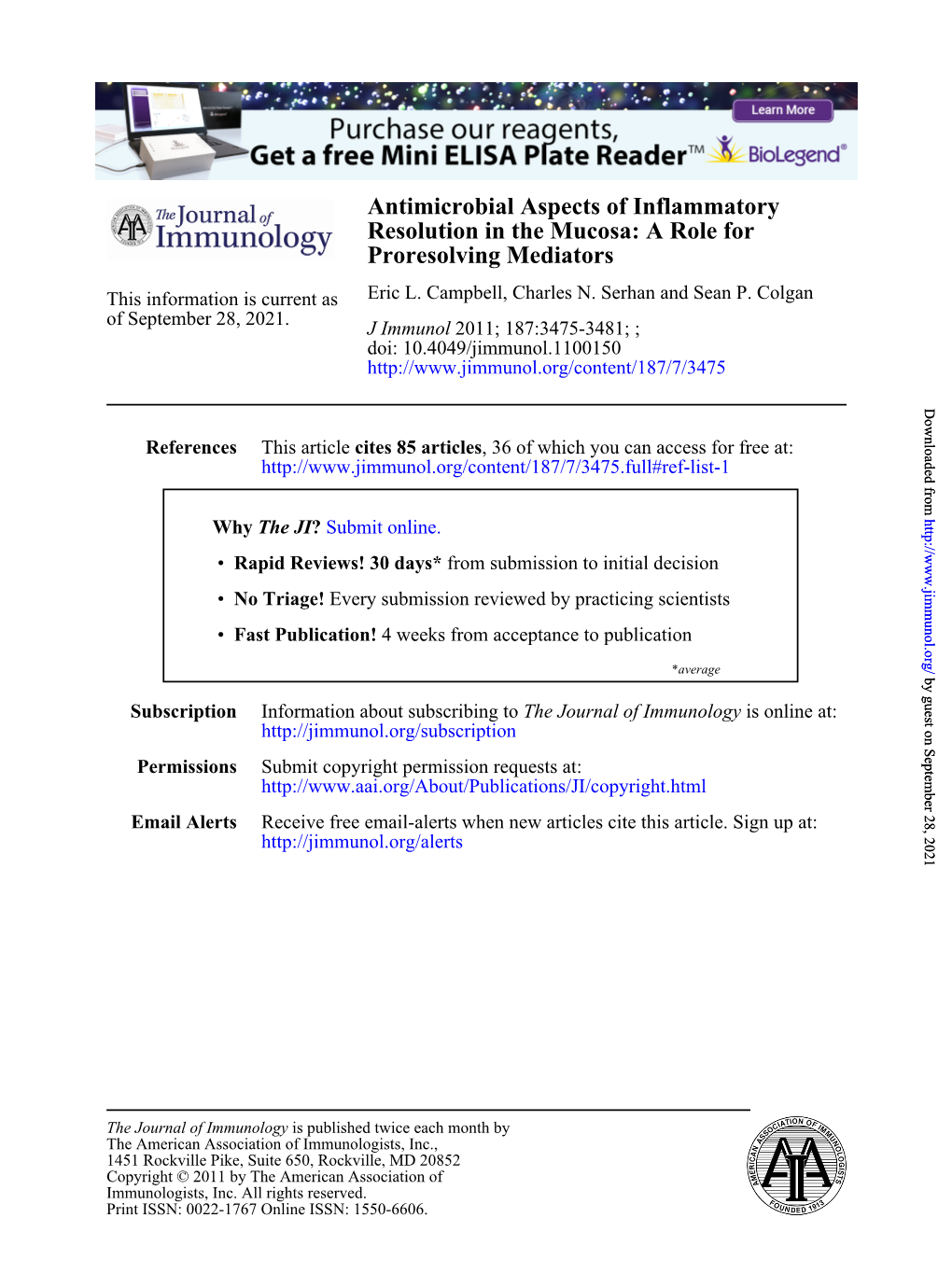 Proresolving Mediators Resolution in the Mucosa