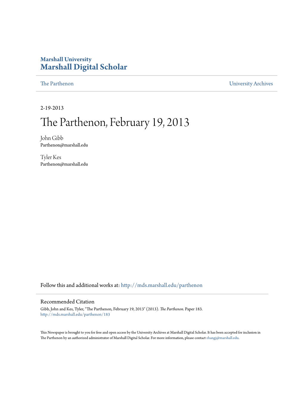 The Parthenon, February 19, 2013