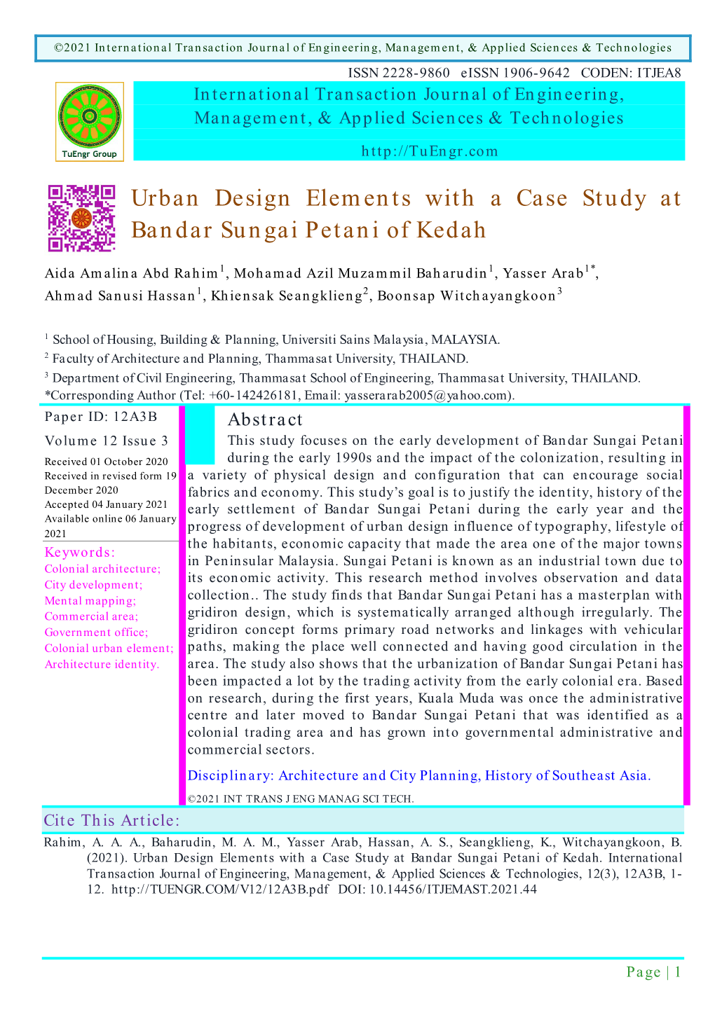 Urban Design Elements with a Case Study at Bandar Sungai Petani of Kedah