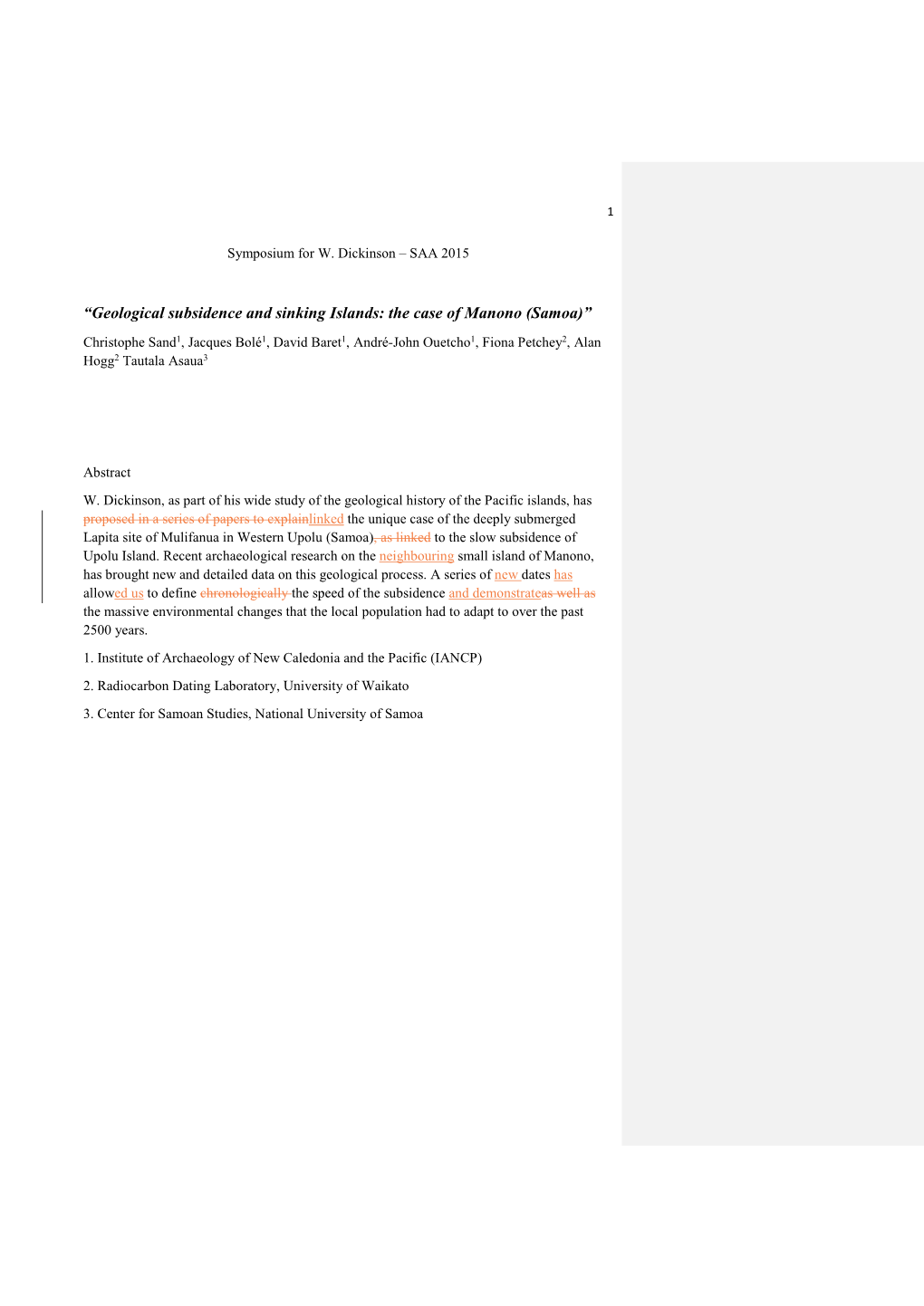 Geological Subsidence and Sinking Islands: The