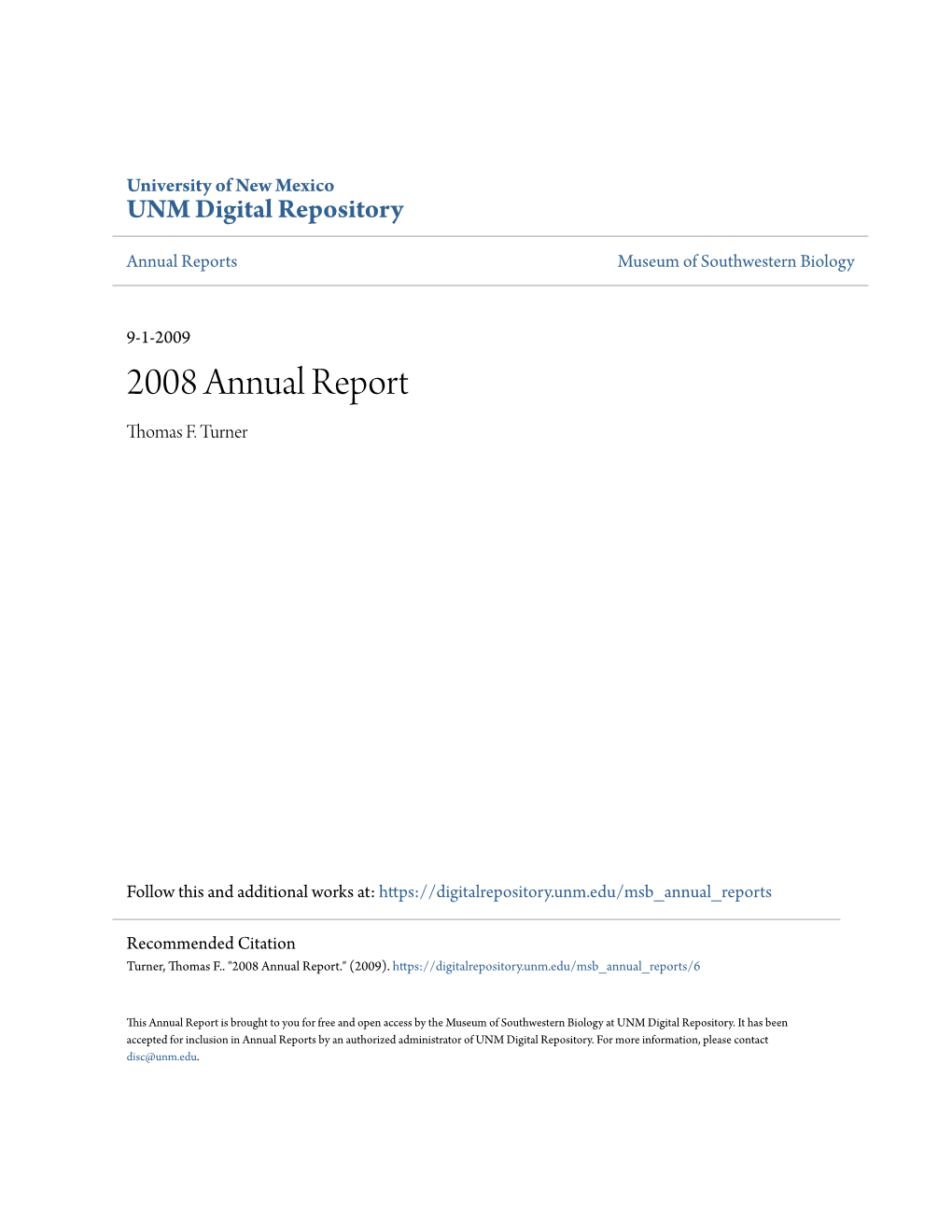 2008 Annual Report Thomas F