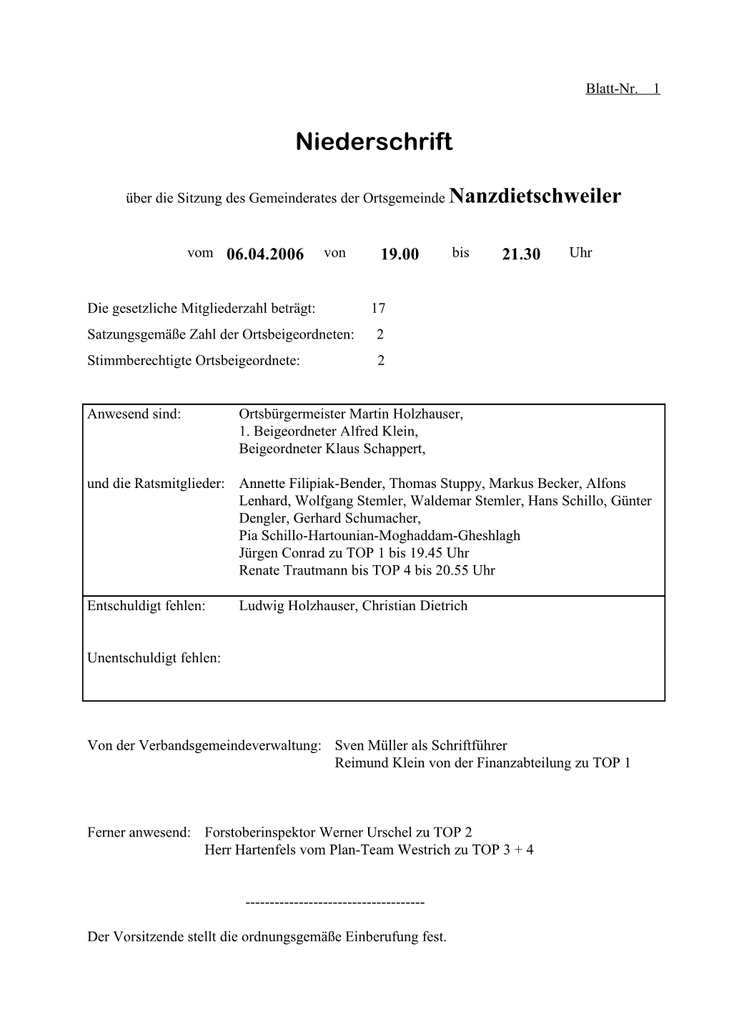 Niederschrift