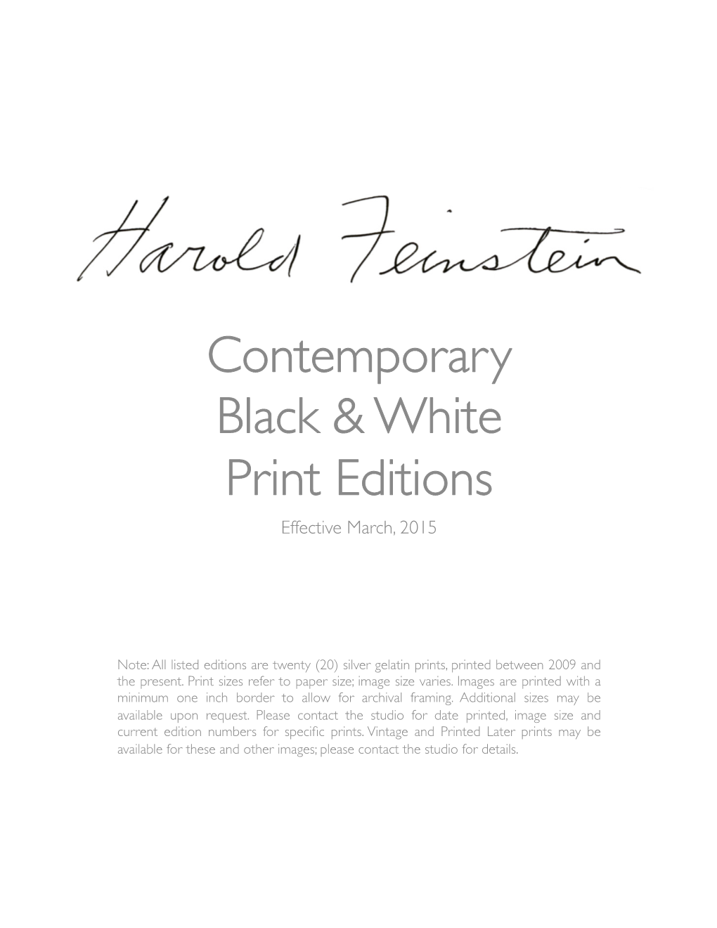 Contemporary Black & White Print Editions