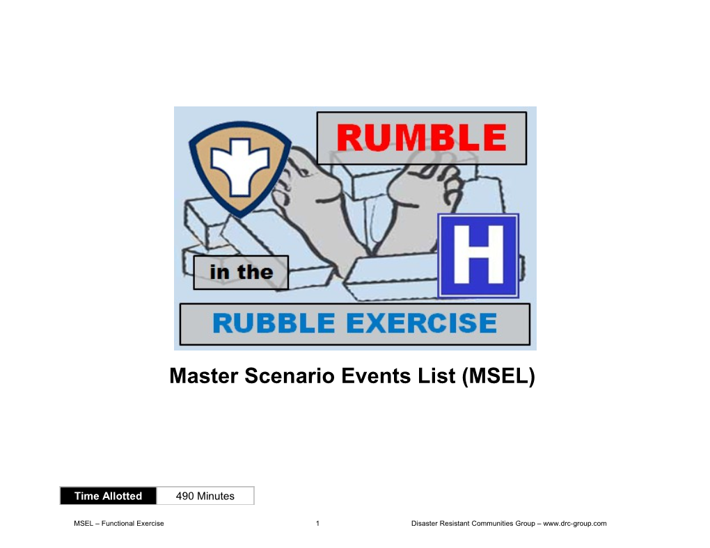 Master Scenario Events List (MSEL)