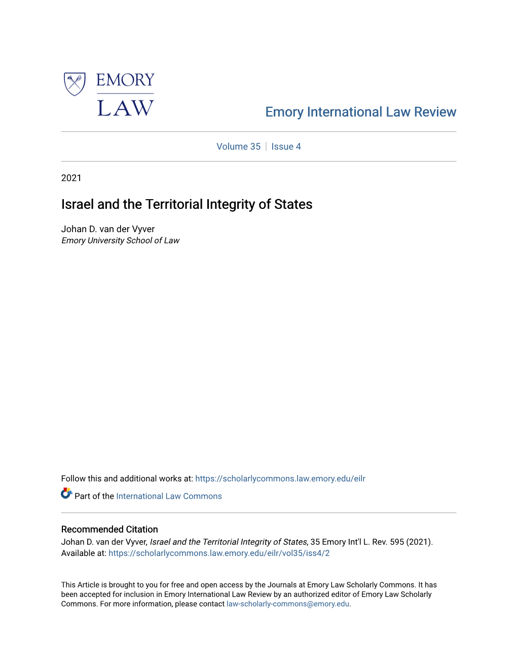 Israel and the Territorial Integrity of States