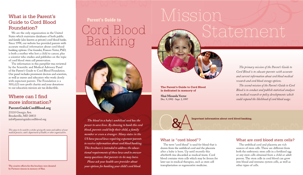 Patient Guide to Cord Blood Banking