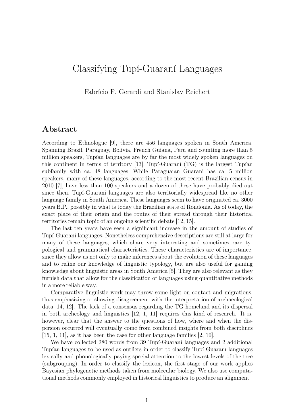 Classifying Tupí-Guaraní Languages