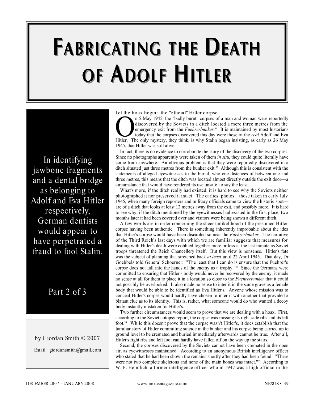 Fabricating the Death of Adolf Hitler Part 2