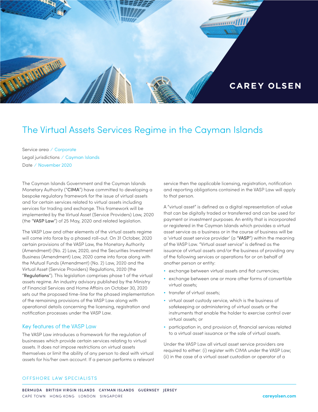 The Virtual Assets Services Regime in the Cayman Islands