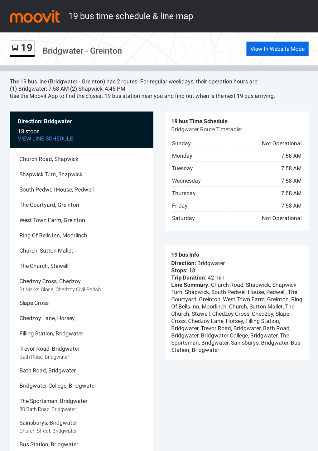 19 Bus Time Schedule & Line Route