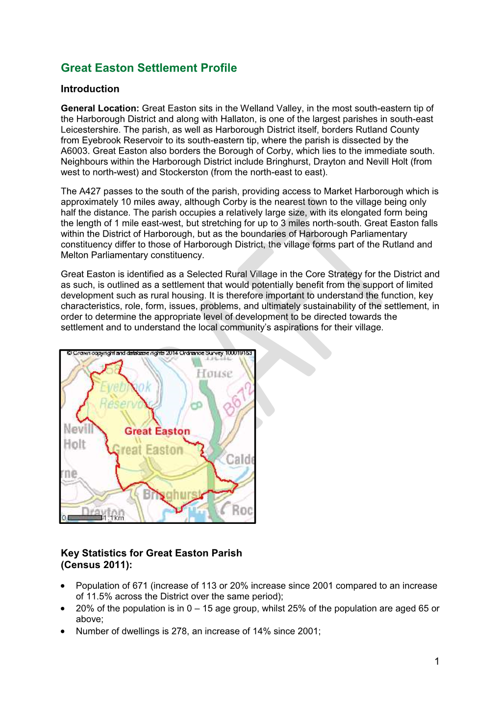 Great Easton Settlement Profile Introduction