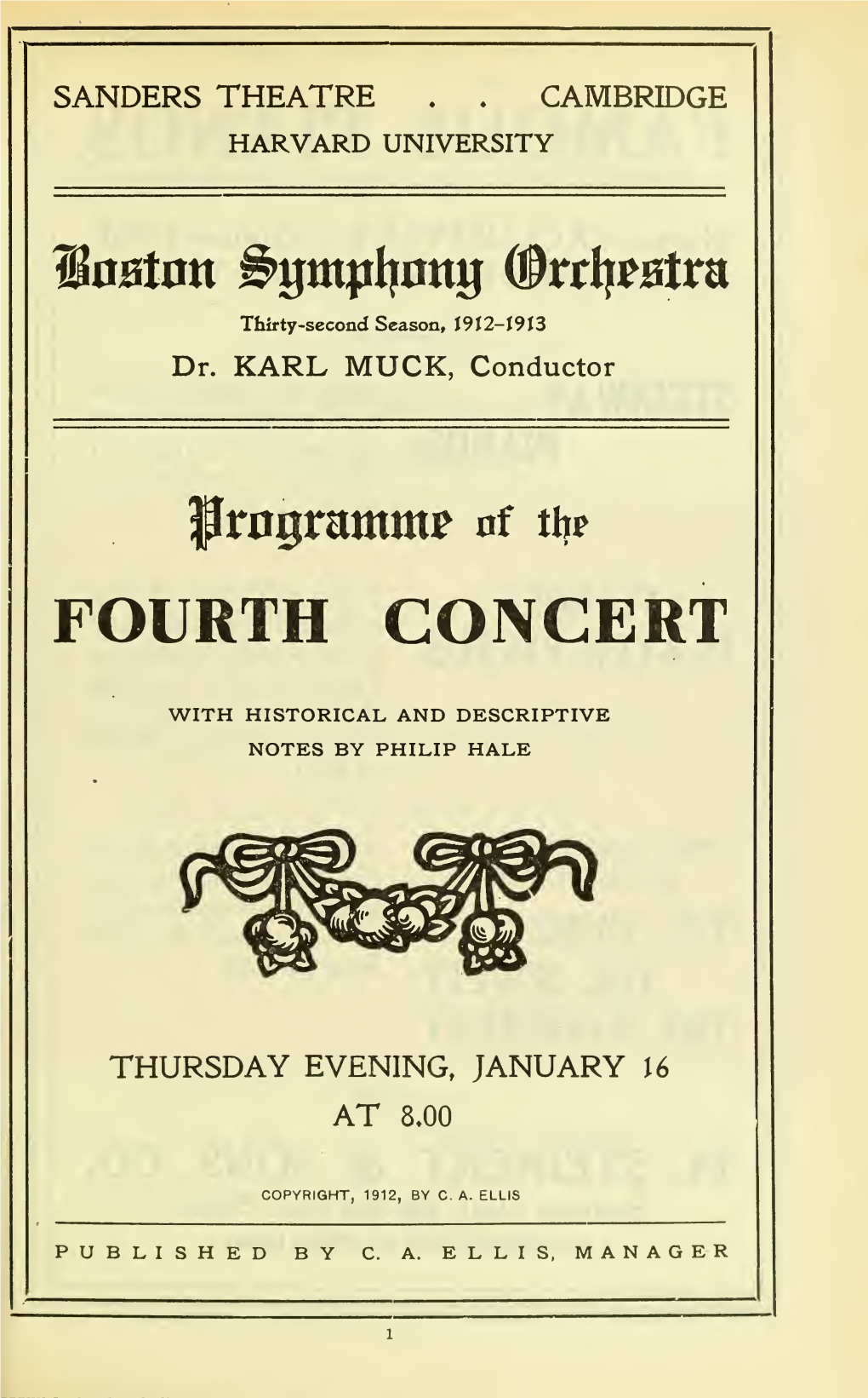 Boston Symphony Orchestra Concert Programs, Season 32,1912-1913, Trip