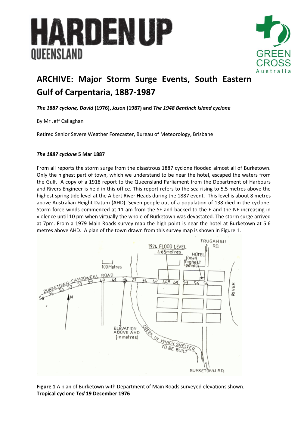 Major Storm Surge Events, South Eastern Gulf of Carpentaria, 1887-1987