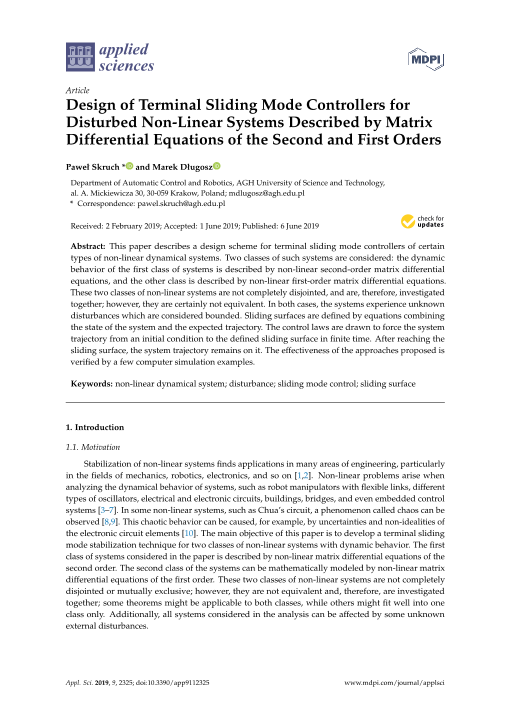 Design of Terminal Sliding Mode Controllers for Disturbed Non-Linear Systems Described by Matrix Differential Equations of the Second and First Orders