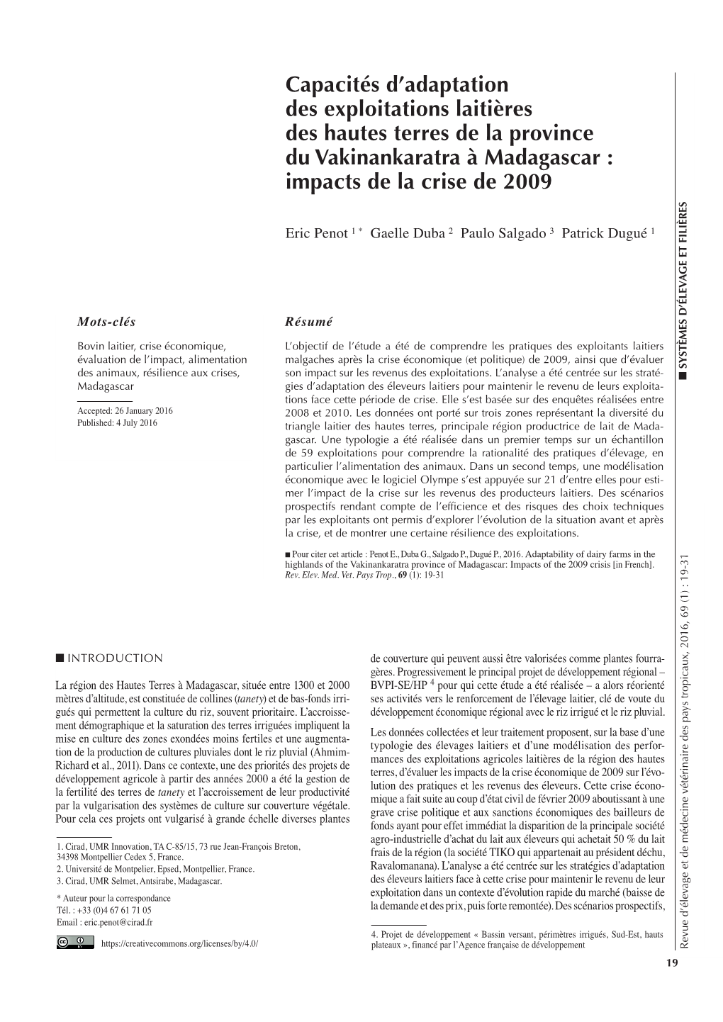 Capacités D'adaptation Des Exploitations