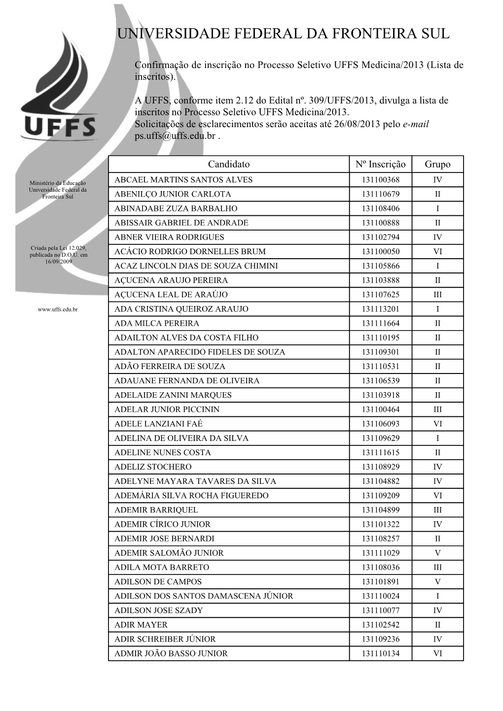 Universidade Federal Da Fronteira Sul