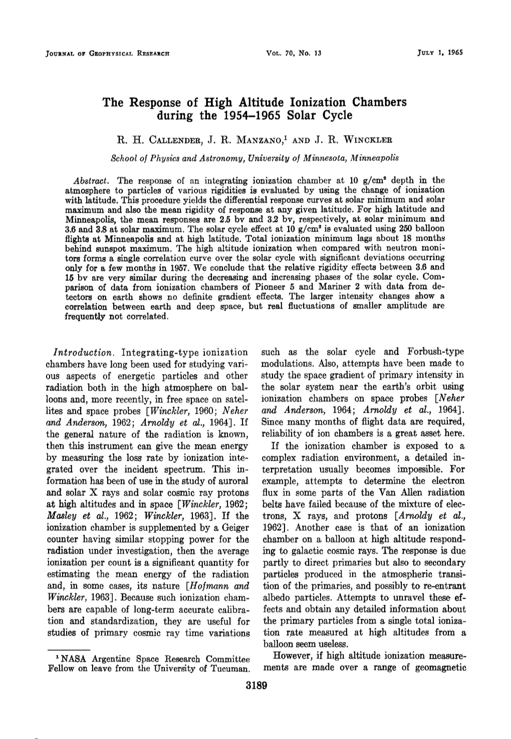 1965 Solar Cycle