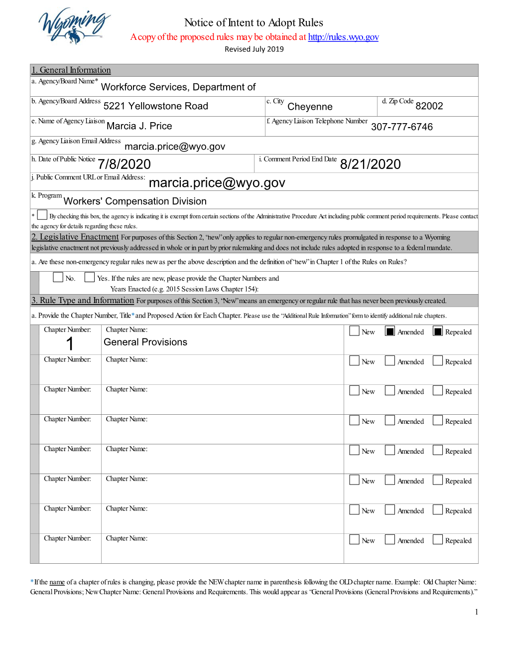 7/8/2020 8/21/2020 Marcia.Price@Wyo.Gov