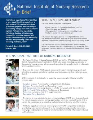 National Institute of Nursing Research-In Brief