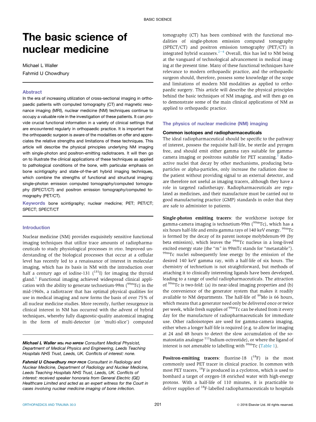 The Basic Science of Nuclear Medicine