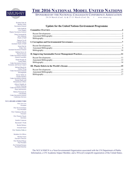 Update for the United Nations Environment Programme