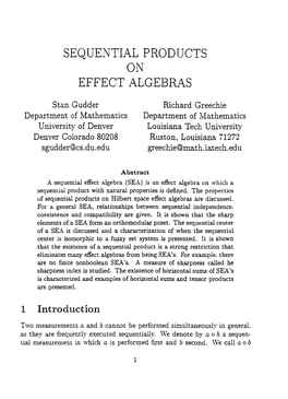 Sequential Products on Effect Algebras