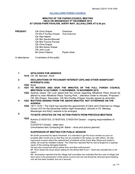 Allhallows Parish Council Minutes of the Parish