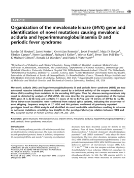 Organization of the Mevalonate Kinase (MVK)