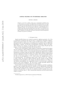 Arxiv:Math/0108068V5 [Math.AG] 2 Jun 2018 Reduces to the Usual Ampleness