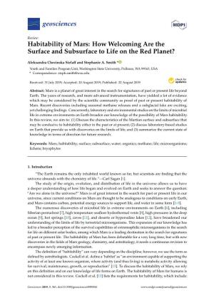 Habitability of Mars: How Welcoming Are the Surface and Subsurface to Life on the Red Planet?