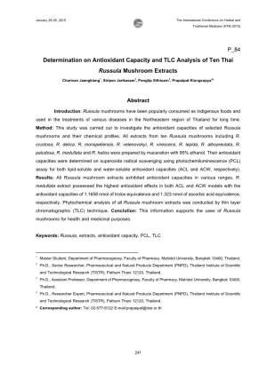 Determination on Antioxidant Capacity and TLC Analysis of Ten Thai