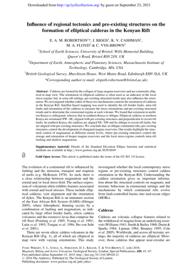 Influence of Regional Tectonics and Pre-Existing Structures on the Formation of Elliptical Calderas in the Kenyan Rift