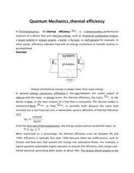 Quantum Mechanics Thermal Efficiency