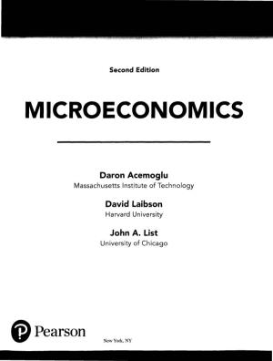 Second Edition MICROECONOMICS Daron Acemoglu Massachusetts