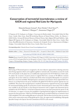 Conservation of Terrestrial Invertebrates: a Review of IUCN and Regional Red Lists for Myriapoda