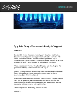 Syfy Tells Story of Superman's Family in 'Krypton'