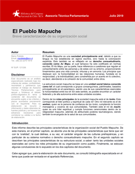 El Pueblo Mapuche Breve Caracterización De Su Organización Social