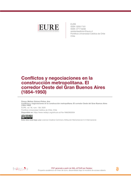 Conflictos Y Negociaciones En La Construcción Metropolitana. El Corredor Oeste Del Gran Buenos Aires (1854-1950)