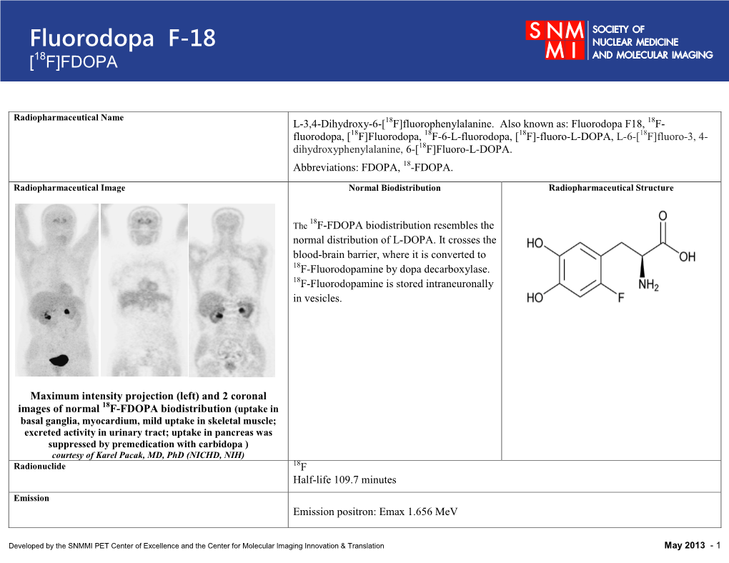 Fluorodopa F-18 [18F]FDOPA