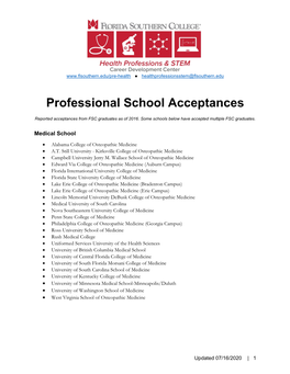 Professional School Acceptances