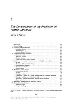 The Development of the Prediction of Protein Structure