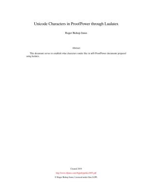 Unicode Characters in Proofpower Through Lualatex