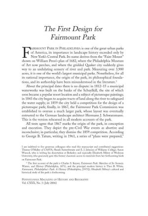The First Design for Fairmount Park