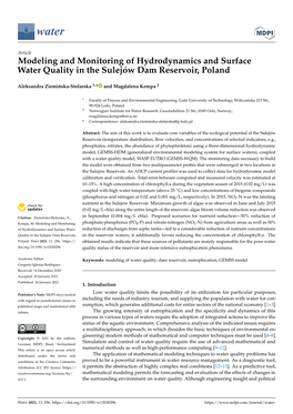 Modeling and Monitoring of Hydrodynamics and Surface Water Quality in the Sulejów Dam Reservoir, Poland