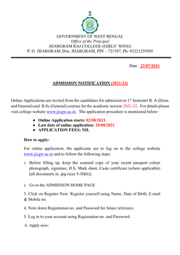 Admission Notification (2021-22)