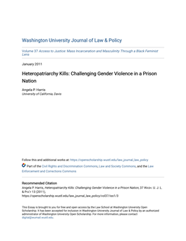 Heteropatriarchy Kills: Challenging Gender Violence in a Prison Nation