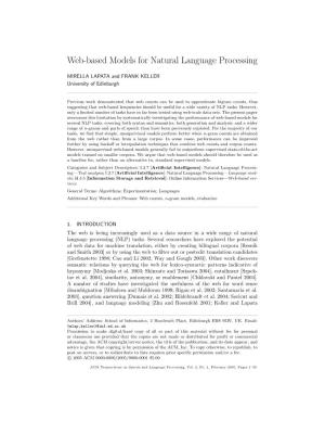 Web-Based Models for Natural Language Processing